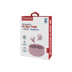 Promate Acoustic In-Ear TWS Earphone, Pink | Lush.Pink