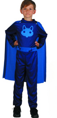 Blue Pajama Hero Costume (Jumpsuit with Cape) - Small Size (110–120 cm) | 091252