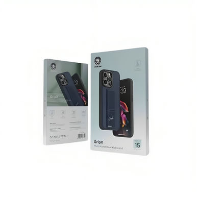 Green Lion GripX Case with Kickstand for iPhone 15 Pro - Blue | GNGIPXE15PBL