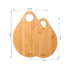 Karaca Damla 2-Piece Bamboo Cutting Board Set - Eco-Friendly Kitchen Boards | 153.03.06.1959