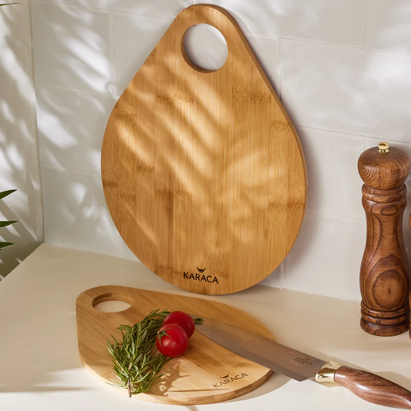 Karaca Damla 2-Piece Bamboo Cutting Board Set - Eco-Friendly Kitchen Boards | 153.03.06.1959