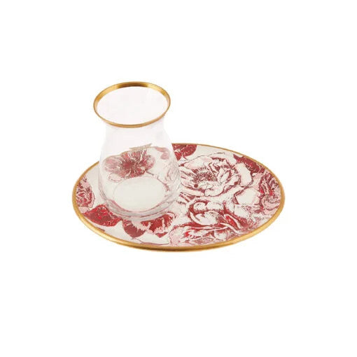 Karaca Rosa Set of 6 Tea Cups Red |  153.03.06.2032