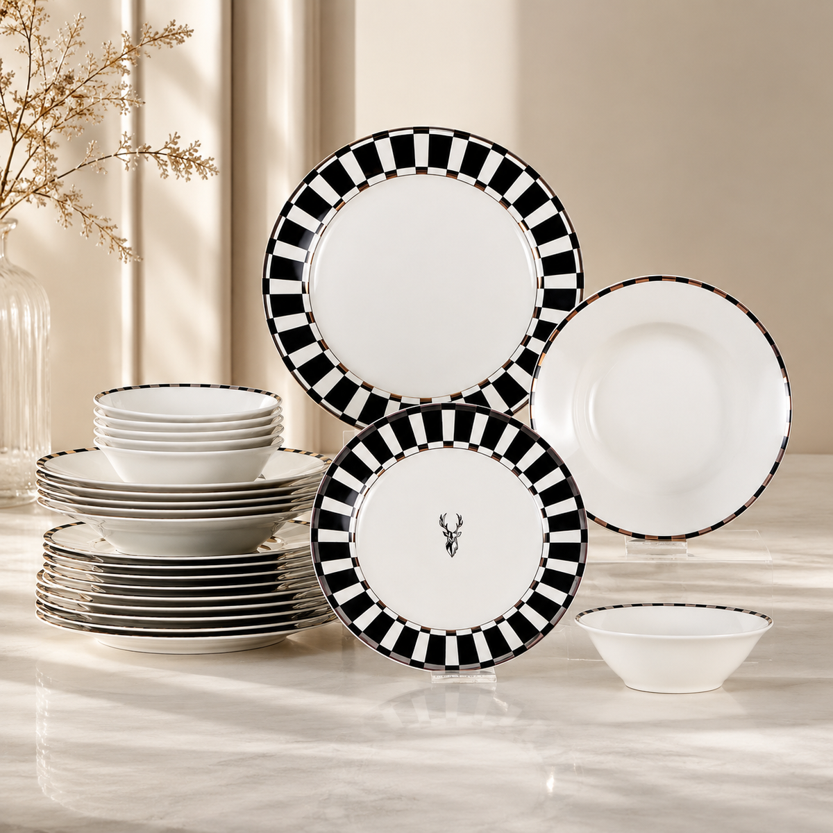 Karaca Elegance Bone - 24-Piece Bone Porcelain Dinner Set - 6 People - White | 153.03.06.2400