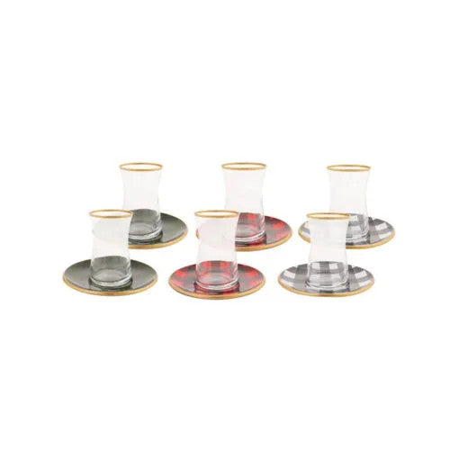 Karaca Ekose Set of 6 Tea Cups | 153.03.06.4618