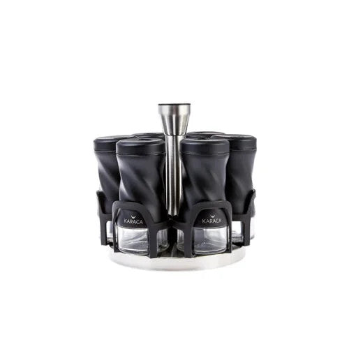 Karaca Tottori Black 7Pcs Round Glass Spice Set |  153.03.06.4744