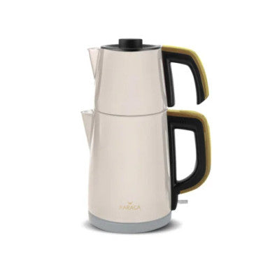 Karaca Retro Anthracite Stainless Steel Tea Machine, 1650W, 1.8L Drinker, 0.95L Teapot + Teapot LID – Cream  | 153.03.06.4848