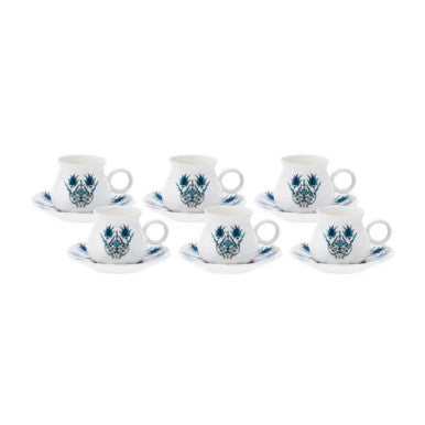 Karaca Bursa Set of 6 Coffee Cups, 90ML | 153.03.06.5678