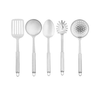 Karaca Master Service Set With 5Pcs Box Ladle 32×9.5cm – Perforated Spatula 33x7cm – Colander 33×6.8cm – Serving Spoon 33.5×6.8cm – Pasta Spoon (31.5×6.8cm) |  153.03.06.6512