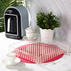 Karaca Red Checker Methacrylate Tray 30x30cm | 153.03.06.6685
