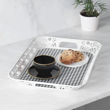 Karaca Roby Black And White Rectangular Tray 45cm | 153.03.06.9199