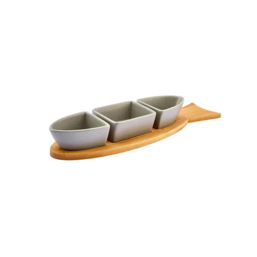 Karaca Malia Fish 3Pcs Snack Bowl – 3Pcs Snack Bowl 9cm, Bamboo 37x10x1cm |  153.03.06.9855