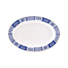 Karaca Oval Ceramic Plate, 30.5cm – White & Blue | 153.03.07.7120