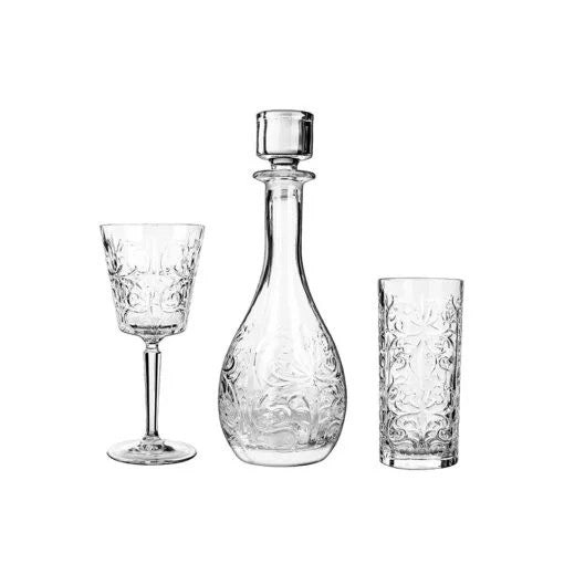 Karaca Jenna 24Pcs Gold Glass, 12 Soft Drink Glass 15cm – 540ML + 12 Glasses 23.5cm – 390ML | 153.03.08.1644