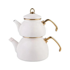 Karaca Enamel Midi Terrazzo Cream Teapot Set 2.3L Drinker + 1.1L Teapot + Teapot LID | 153.03.08.1657