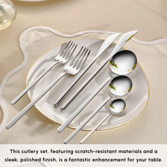 Karaca Focus - 84-Piece 18/10 Stainless Steel Cutlery Set - 12 People - Platinum | 153.03.08.1807
