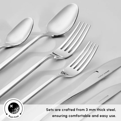 Karaca New Everest - 84-Piece 18/10 Stainless Steel Cutlery Set - 12 People - Platinum | 153.03.08.1815