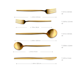 Karaca Orion - 30-Piece 18/10 Stainless Steel Cutlery Set - 6 People - Matte Gold | 153.03.08.1900