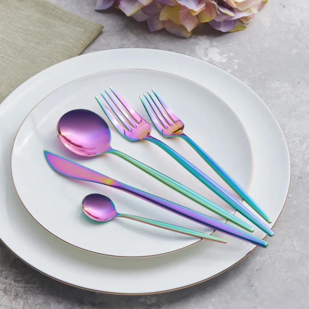 Karaca Orion - 30-Piece 18/10 Stainless Steel Cutlery Set - 6 People - Rainbow | 153.03.08.1908