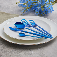 Karaca Orion - 30-Piece 18/10 Stainless Steel Cutlery Set - 6 People - Blue | 153.03.08.1912