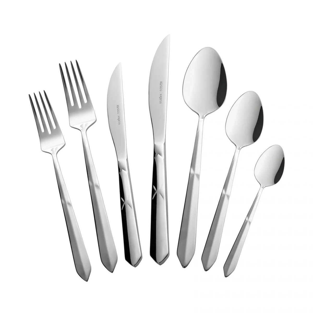 Karaca 316 Elegance Diamond - 84-Piece 316 Stainless Steel Cutlery Set - 12 People - Platinum | 153.03.08.2071