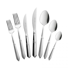 Karaca 316 Elegance Diamond - 84-Piece 316 Stainless Steel Cutlery Set - 12 People - Platinum | 153.03.08.2071