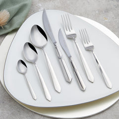 Karaca 316 Elegance Diamond - 84-Piece 316 Stainless Steel Cutlery Set - 12 People - Platinum | 153.03.08.2071