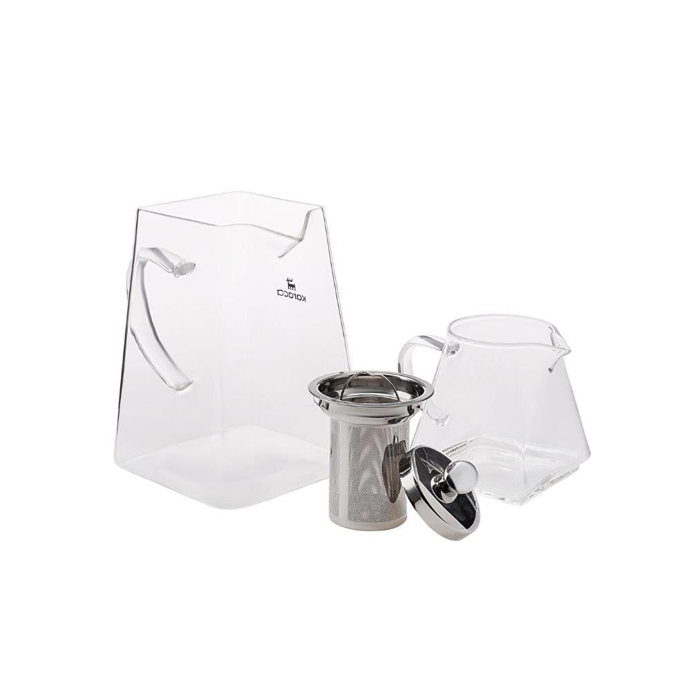 Karaca Giza - Borosilicate Glass Teapot Set - 450ml + 1.5L - Stainless Steel Strainer | 153.03.08.2334