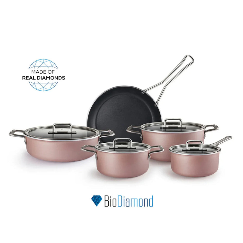Karaca Mastermaid BioDiamond - 9-Piece Non-Stick Cookware Set - Bronzy Silver | 153.03.08.2883