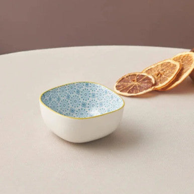 Karaca Floral Blue Square Snack Bowl 10cm |  153.03.08.2980