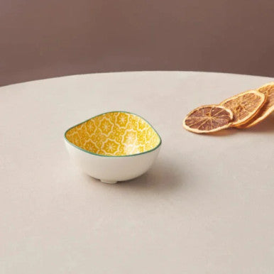 Karaca Floral Yellow Triangle Snack Bowl 10cm |  153.03.08.2990