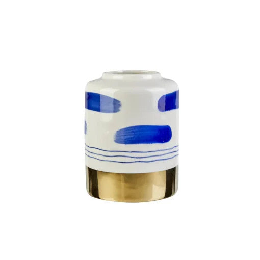 Karaca Home Barcelona Ceramic Vase – [12x12x16cm], Gold White Blue |  153.20.01.0208