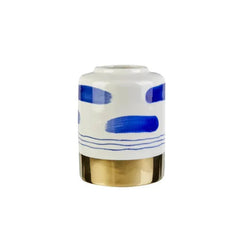 Karaca Home Barcelona Ceramic Vase – [12x12x16cm], Gold White Blue |  153.20.01.0208