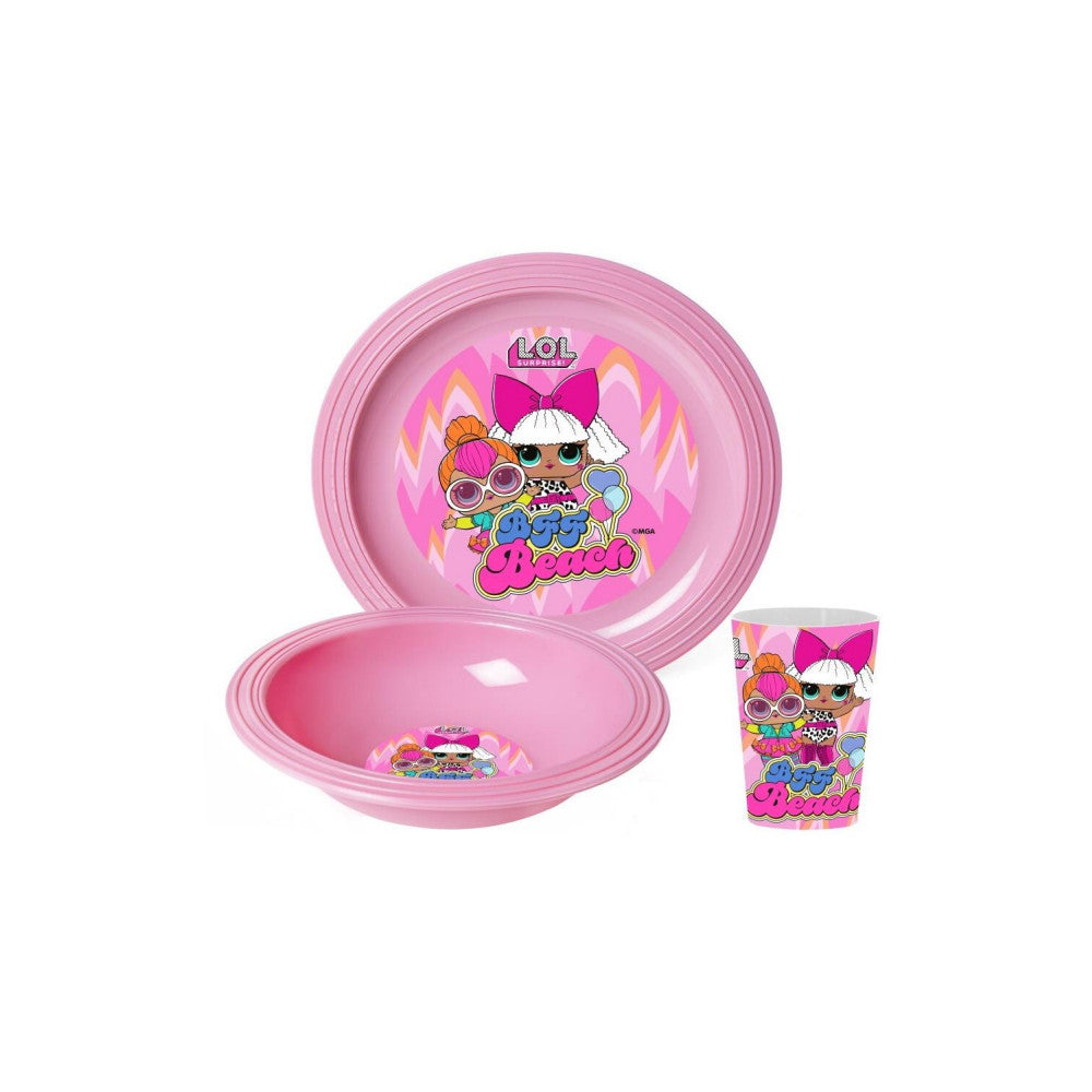LOL Surprise Kids Dining Set with Plate, Bowl & Cup – Pink | 162441-230N