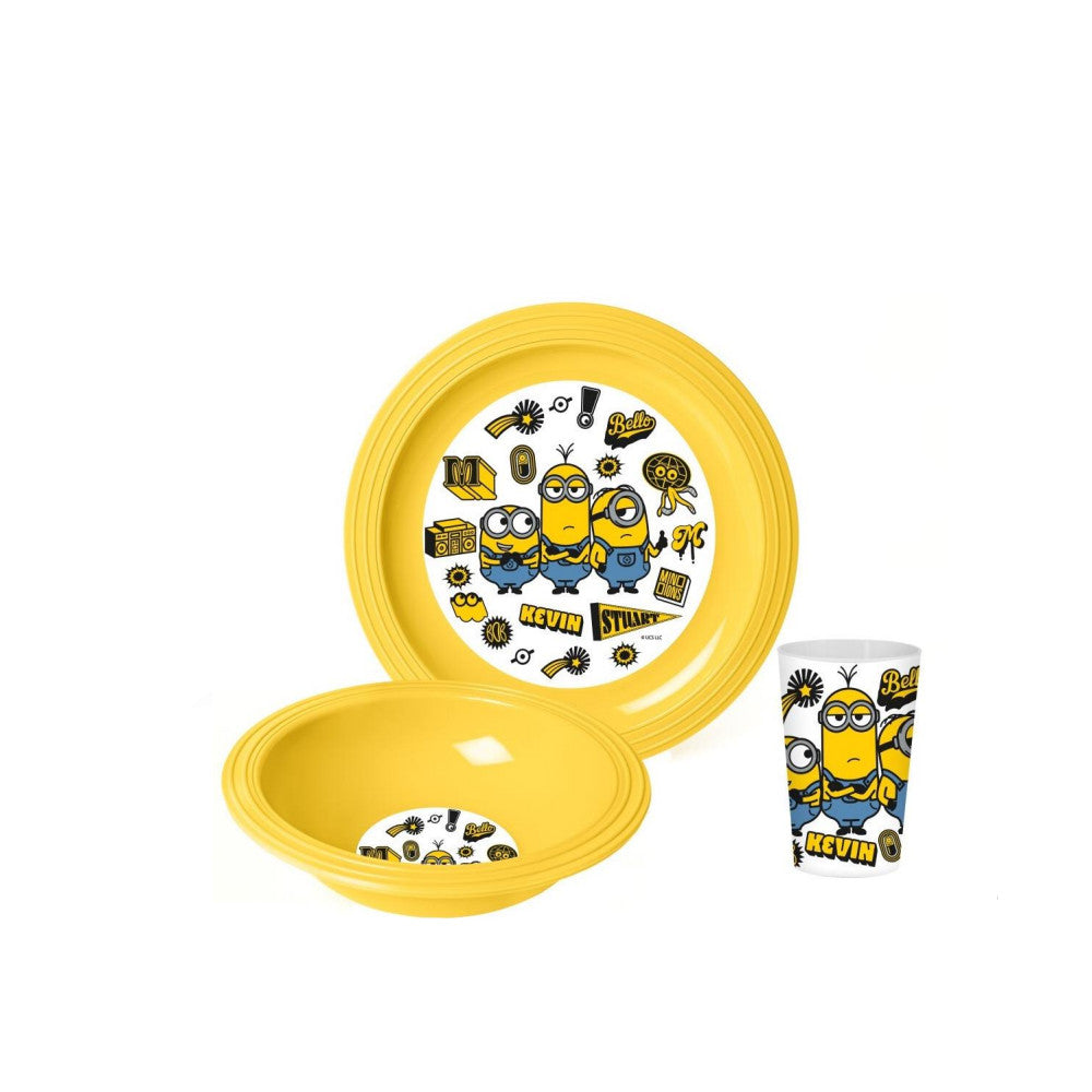 Minions Kids Dining Set with Plate, Bowl & Cup – Yellow | 162441-250N