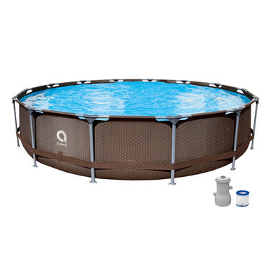 Jilong Avenli Frame Plus Round Rattan Pool Set with Filter Pump - 427×84cm | 12022EU