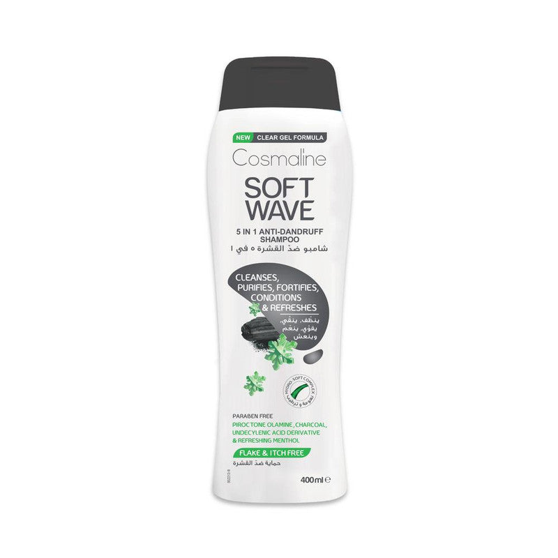 Cosmaline Soft Wave 5 In 1 Anti-Dandruff Shampoo and Conditioner with Menthol & Charcoal 400ml | B0003360