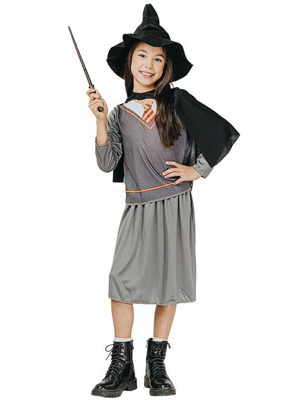 School Witch Girls Costume (Shirt, Skirt, Cape, Hat) - Large Size | 091839