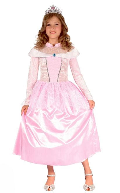 Princess Costume Pink-Silver (Dress, Crown) - Large Size | 098117