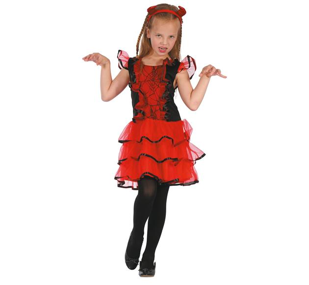 Girls Devil Costume (Dress, Headpiece) - Large Size (130-140 cm) | 98806