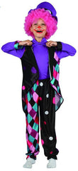 Purple Clown Costume (Pants, Shirt, Neckpiece, Hat) - Large Size (130–120 cm) | 091282