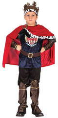 Fantasy King Costume (Shirt, Cape, Trousers, Headpiece, Cuffs, Belt, Boot Tops) - Large Size (130–140 cm) | 098169