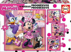Educa 17630 - Minnie Mouse Progressive Puzzle Set (12 + 16 + 20 + 25 Pieces) | 17630