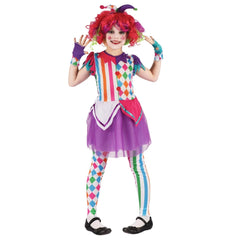 Rainbow Clown Girl Costume (Dress, Headband, Gloves, Wig) | 091093