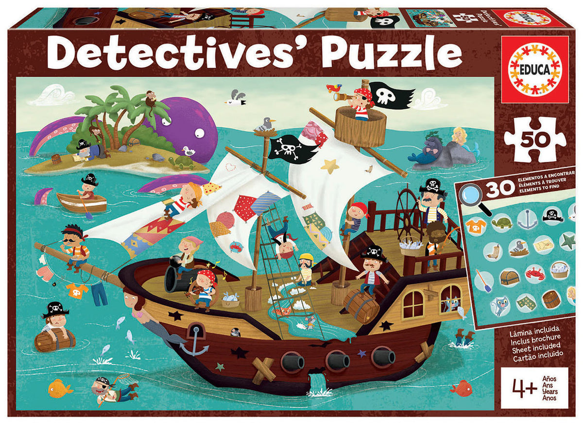 Educa Detectives’ Puzzle - Pirate Ship 50 pcs + 30 Hidden Objects | 18896