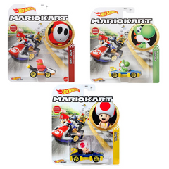 Hot Wheels Mario Kart Yoshi with Captain Toad & Shy Guy Triple Pack