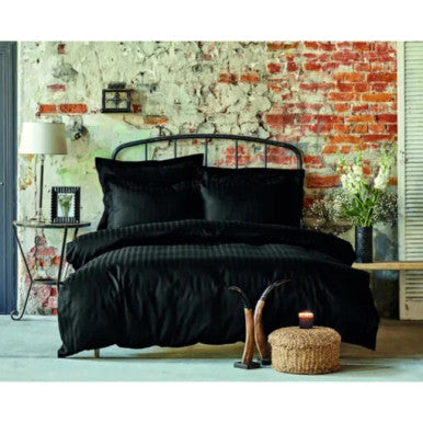 Karaca Home Charm Bold Black 100% Cotton Satin Single Duvet Cover Set  | 200.16.01.0072