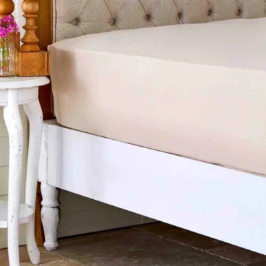 Karaca Home Beige Combed Cotton Fitted-Elastic Double Bed Sheet [160×200 + 30cm] |  200.16.01.0319