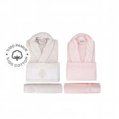 Karaca Home Vivien Flos 100% Cotton 6Pcs Stone Powder Family Bathrobe Set |  200.17.01.0398
