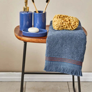Karaca Home Softy 100% Cotton Appliqued Face Towels 50x90cm Indigo |  200.19.01.0650