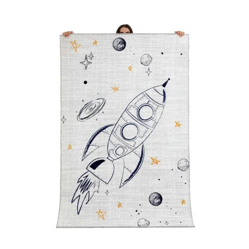 Karaca Home Cashmere Carpet Decorative Art Child-Young Spaceship 80x150cm | 200.19.01.1485